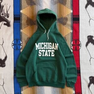 Vintage Santee Sweats Michigan State Hoodie Mens XL Green Made in USA Spartans